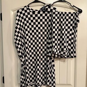 Dressed in Lala Black and White Checkered Playsuit Large